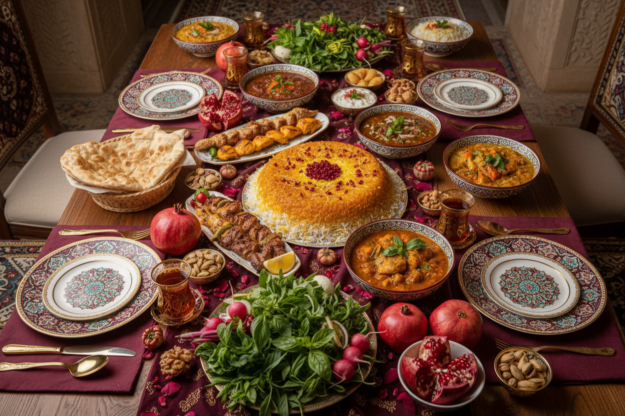 eine schöne iranische speißen auf einem Tisch mit meine Farben