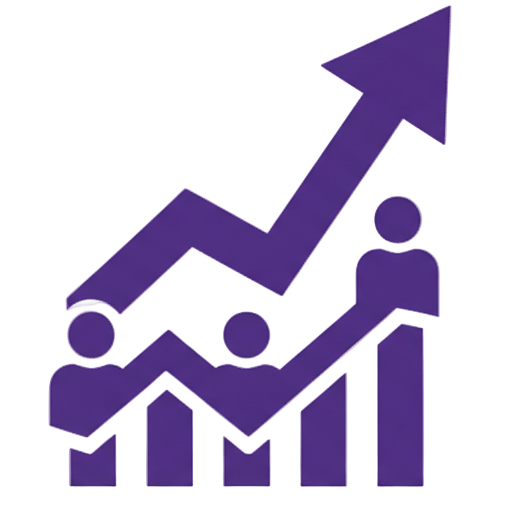 generire ein Bild über gesteigerte Produktivität bei führungskräfte und teams mit #8C08D3 einfarbig und mit transparentem Hintergrund und quadratisch 