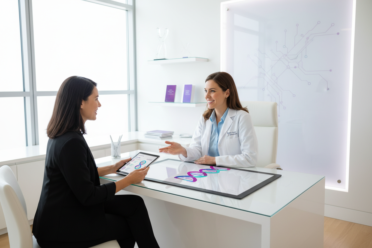 nicht so futuristic. reales photo und hell in einem sauberem dna praxis